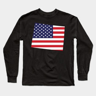 Wyoming State Shape Flag Background Long Sleeve T-Shirt